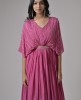 Onion Pink Chinnon Hand embroidered Gown